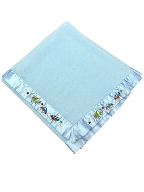 Parents Choice Blue Fleece Satin Trim Baby Security Blanket Lovey Cars Vehicles